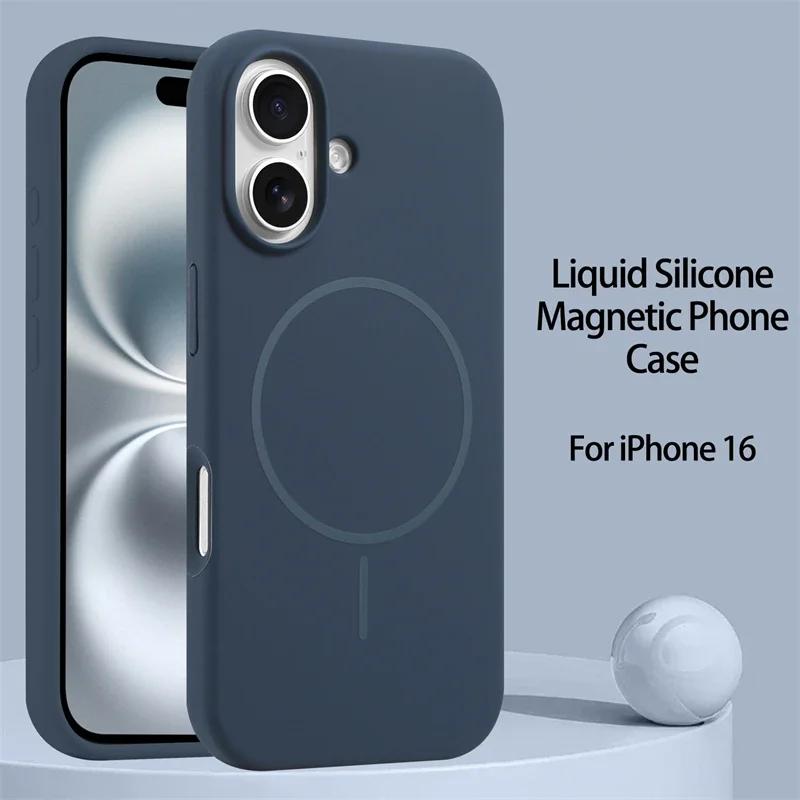 Luxury Liquid Silicone For Magsafe Case For 16 15 14 13 12 Pro Max Plus Magnetic Wireless Charging Soft Cover