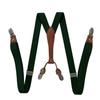 Unisex 2.5cm Elastic Leather Suspenders with 4 Clips
