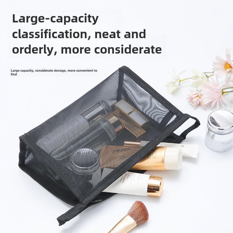 Custom Logo Portable Nylon Mesh Makeup Bag - Small Transparent Cosmetic and Lipstick Storage