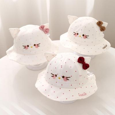 Polka Dot Cat Bow Baby Sun Hat - Adorable Spring/Summer Protection for Little Princess