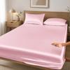 High-end Satin Fitted Sheet with Elastic Band Solid Color Silky Bed Sheet Smooth Non-Slip Mattress Cover Bedspreads Bed Linen