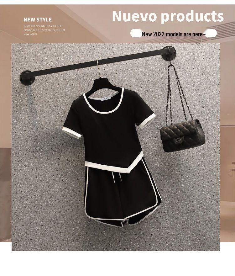 Plus Size Women's Summer Fashion Slimming Set: Irregular Top & Sports Shorts