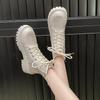 Fashion Women Ankle Boots 2025 Autumn Fashion Retro Short Boots Platform Zipper Comfortable Non Slip Outdoor Leather Boots Botas Mujer