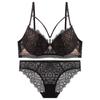 Sexy Lace Embroidery Fashionable Detachable Thin Strap Underwear Thin Top Thick Bottom Small Chest Push Up Women's Bra Set