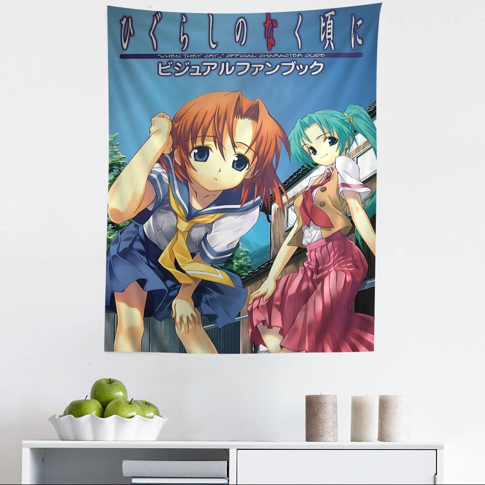 Anime Hhigurashi Wwhen They Ccry Hanging Bohemian Tapestry Hanging Tarot Hippie Wall Rugs Dorm Japanese Tapestry