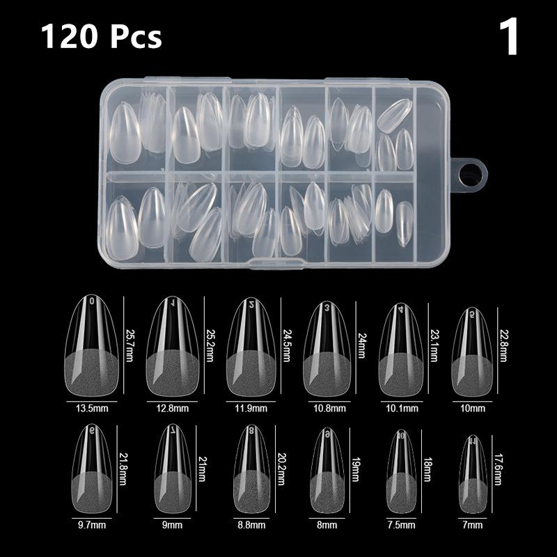 Artificial Fingertip Capsules for Nail Extension Luxury Almond French Coffin False Nail Tips Soft Gel Semi-matte Full Cover