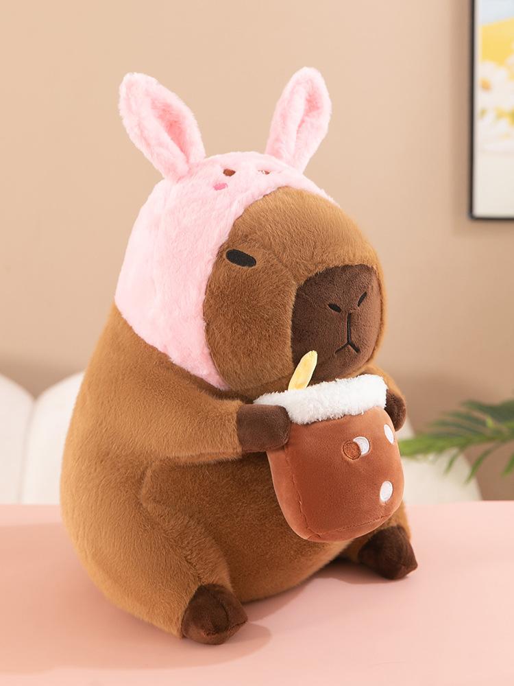 Capybara Plush Toy Simulation Capibara Cosplay Unicorn Dinosaur Dress Boba Bread Fruit Food Decor Birds Bubble Stuffed Animals