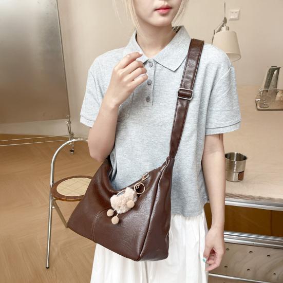 Retro Hobo Bag Crescent Shoulder Bag with Adjustable Strap Faux Leather Crossbody Bag Ladies Purse for Date Commuting Street