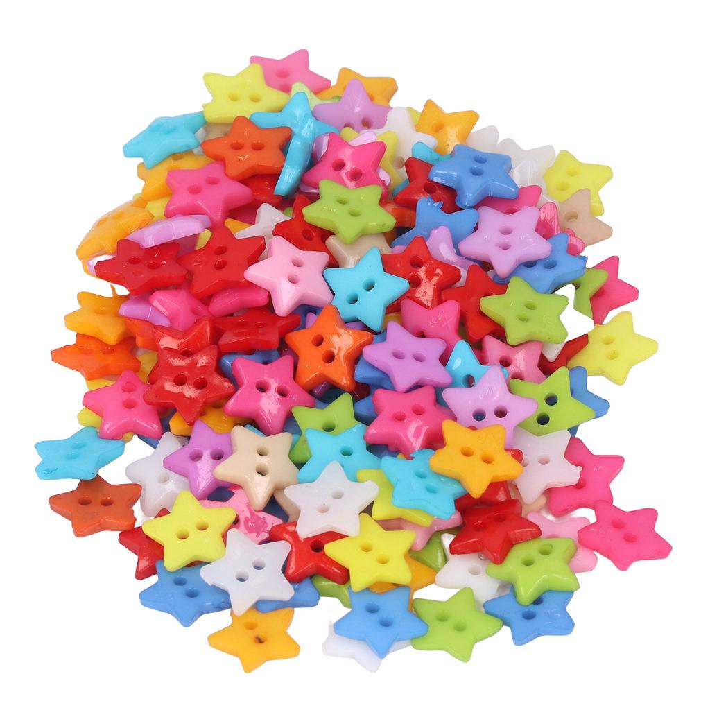 200Pcs Star Buttons Colorful Unique Design Cute Small Decorative Buttons for Sewing Decoration DIY Crafts