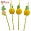 Degradable Pineapple Pattern Paper Straw For Party Drinks And Cake Decor