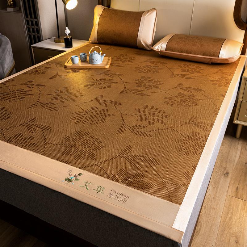 

Летний набор из ротанга и ледяного шелка из 3 предметов для двуспальной кровати - Складной бамбуковый коврик для студенческого общежития Pillowcase/Each