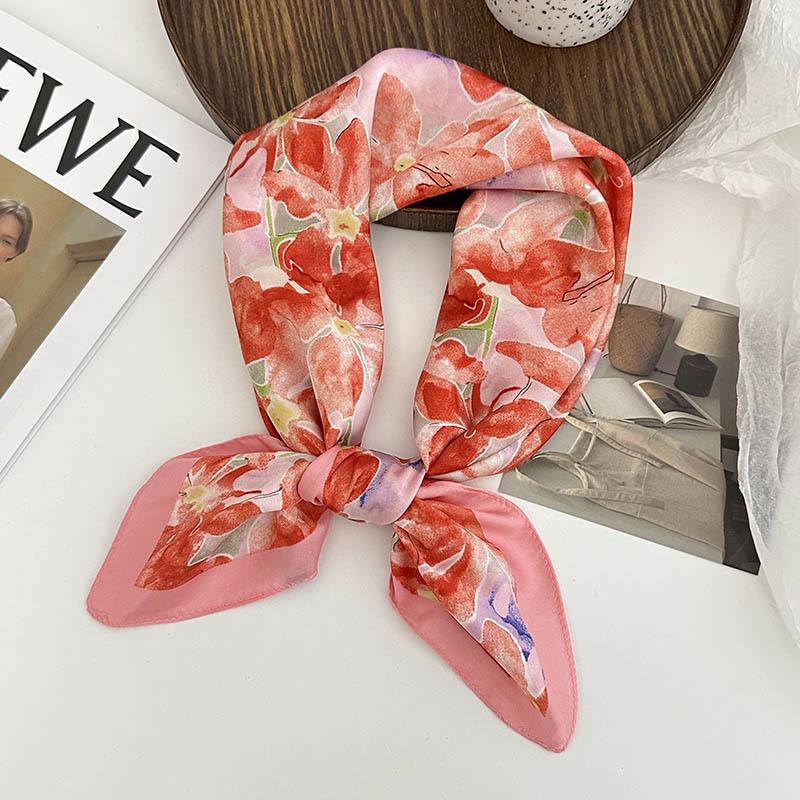 Silk Scarf Neck 70 Square Scarf New Printing Small Fresh Versatile Streamer Neck Protector Scarf Shawl