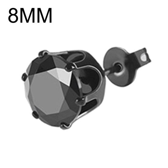 1Pc Punk Men Women 6/8mm Black Six Claw Cubic Zirconia Stud Earrings Jewelry