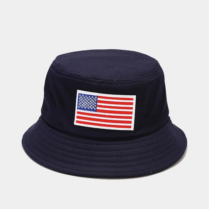 Hot Sale American Flag Labelled Bucket Hat Men and Women Embroidered Sunscreen Basin Hat Sun Hat