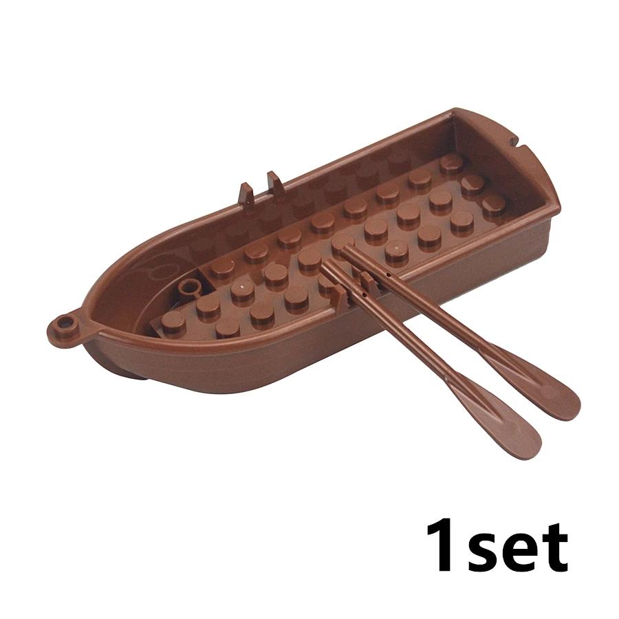 Конструктор MOC Гребля на каноэ Спасательная шлюпка Каякинг Пехотная надувная лодка Корпус Военный камуфляж Резиновая лодка Образовательные игрушки