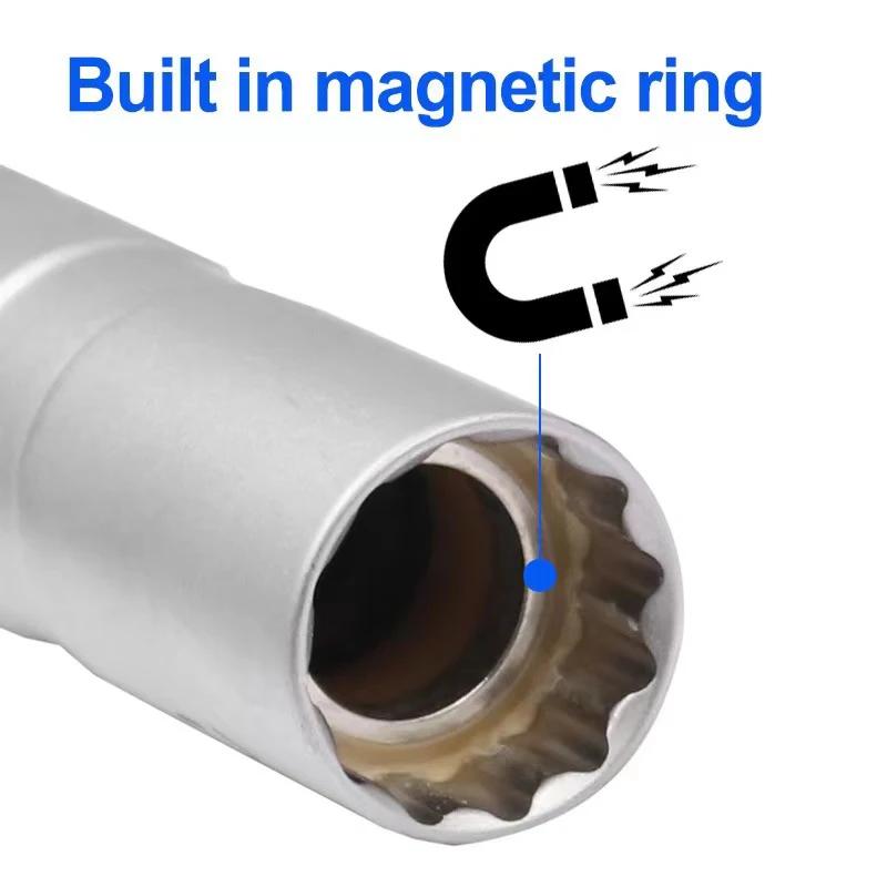 14/16mm Socket Wrench Magnetic 12 Angle Repairing Removal Tool Thin Wall 3/8" Drive Sockets for Spark Plug