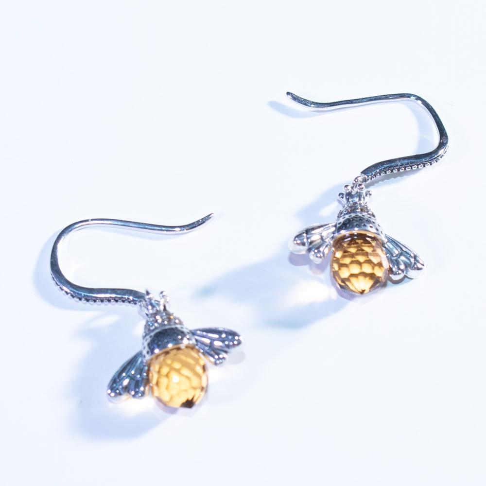 Cute Little Bee S925 Sterling Silver Earrings Female Personality Animal Zircon Crystal Women Earrings