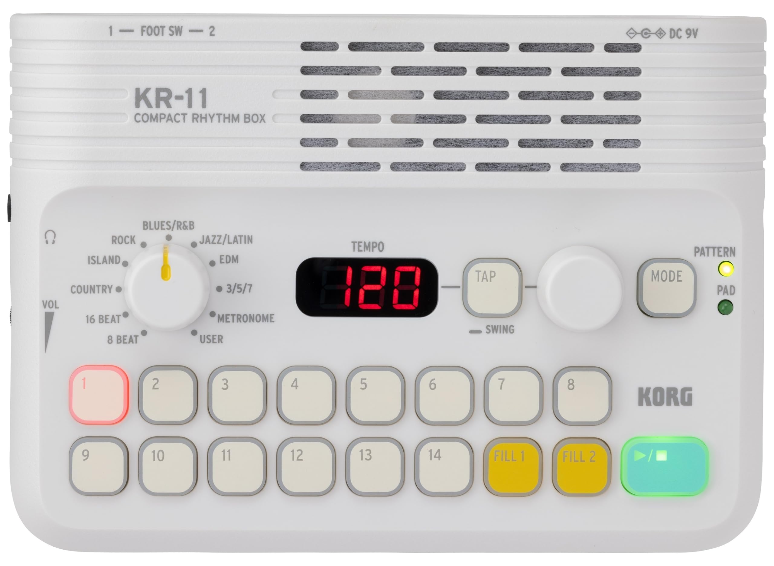 

Ритм-машина KORG Rhythm Box с выходом на батарейках KR-11 для наушников/линии