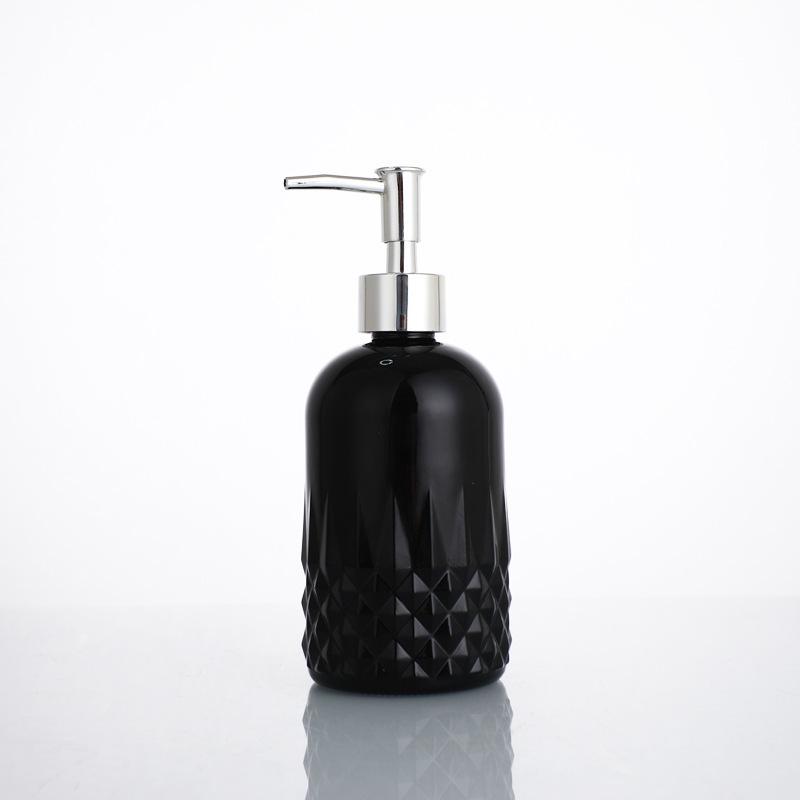 Transparente Glasflasche zum Drücken für Shampoo, Duschgel und Handdesinfektionsmittel - Wiederbefüllbar, Hotelqualität