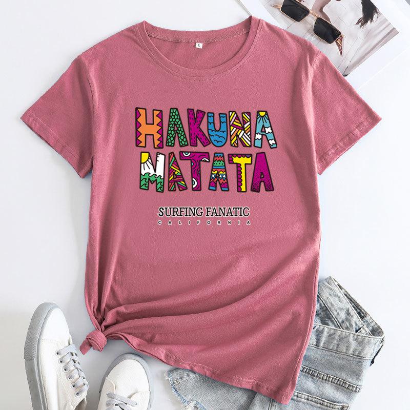 

Летняя женская одежда больших размеров с буквенным принтом из чистого хлопка, свободные повседневные футболки с круглым вырезом и короткими рукавами для женщин 3XL розы красного