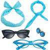 50s Women Costume Accessories Scarf Eye Glasses Headband Earrings Set For 50's Halloween Party