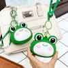 Portable Green Frog Storage Bag Key Ring Keychian Earphone Bag Cartoon Silicone Wallet  School