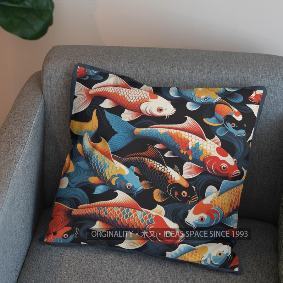 2D Colorful Clouds & Majestic Fish Pillow Cover Pattern Cushion Cover Suitable For Sofa Bedroom Car Pillow Cover