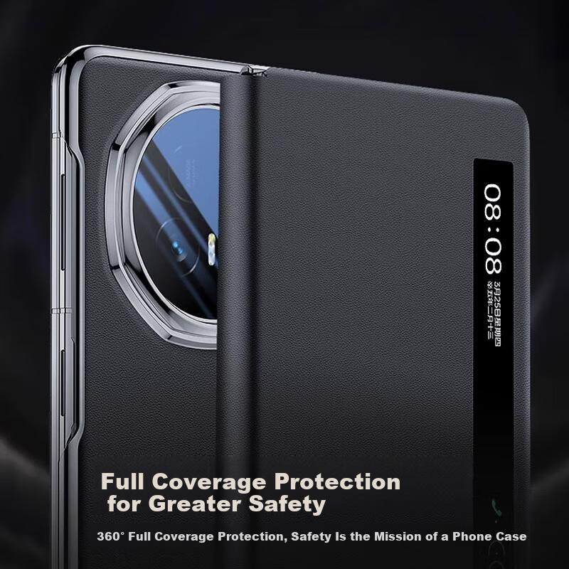 Custodia per telefono Honor Magic V5 Schermo Pieghevole Magnetica a Libro Vera Pelle Copertura Completa Antiurto Ultra-Sottile Finestra Intelligente Premium Business Unisex