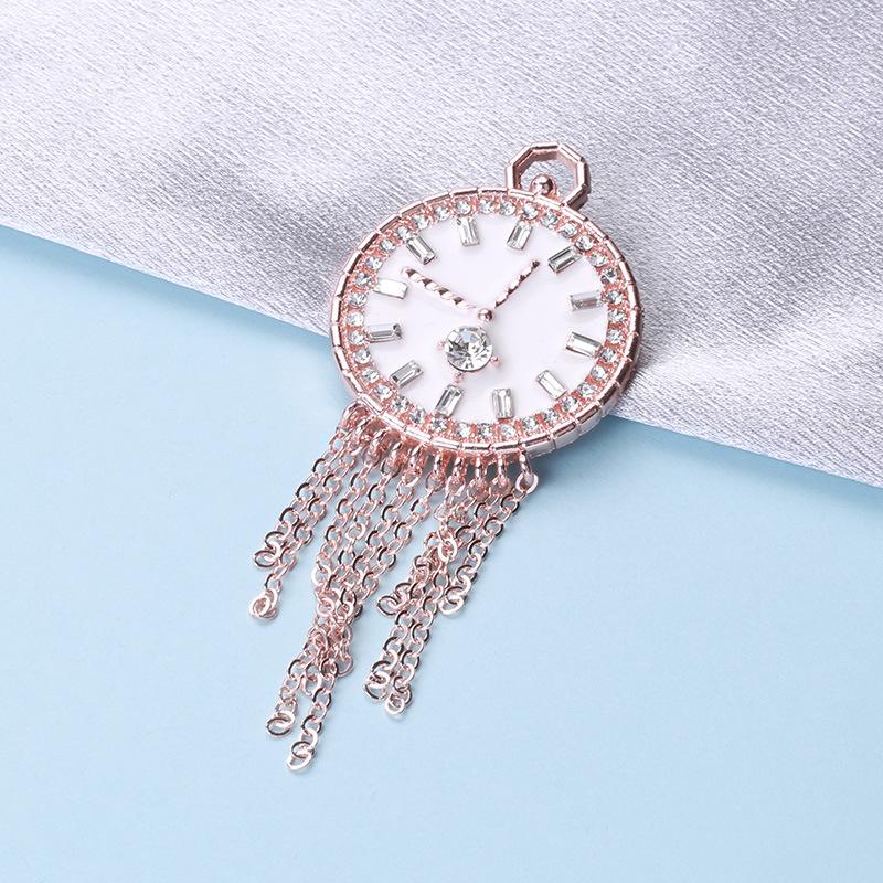 Creative Fringed Clock Brooch, Fashion Ins Trendy Personalized Drip Diamond Corsage, Clothing Pin