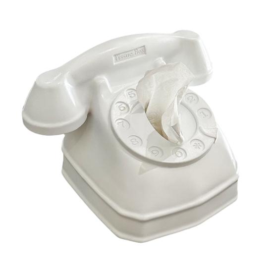 Rotary Phone Tissue Holder Nostalgic Landline Phone Tissue Box Cover Retro Landline Tissue Dispenser for Home Living Room Bedroom Desktop Decor