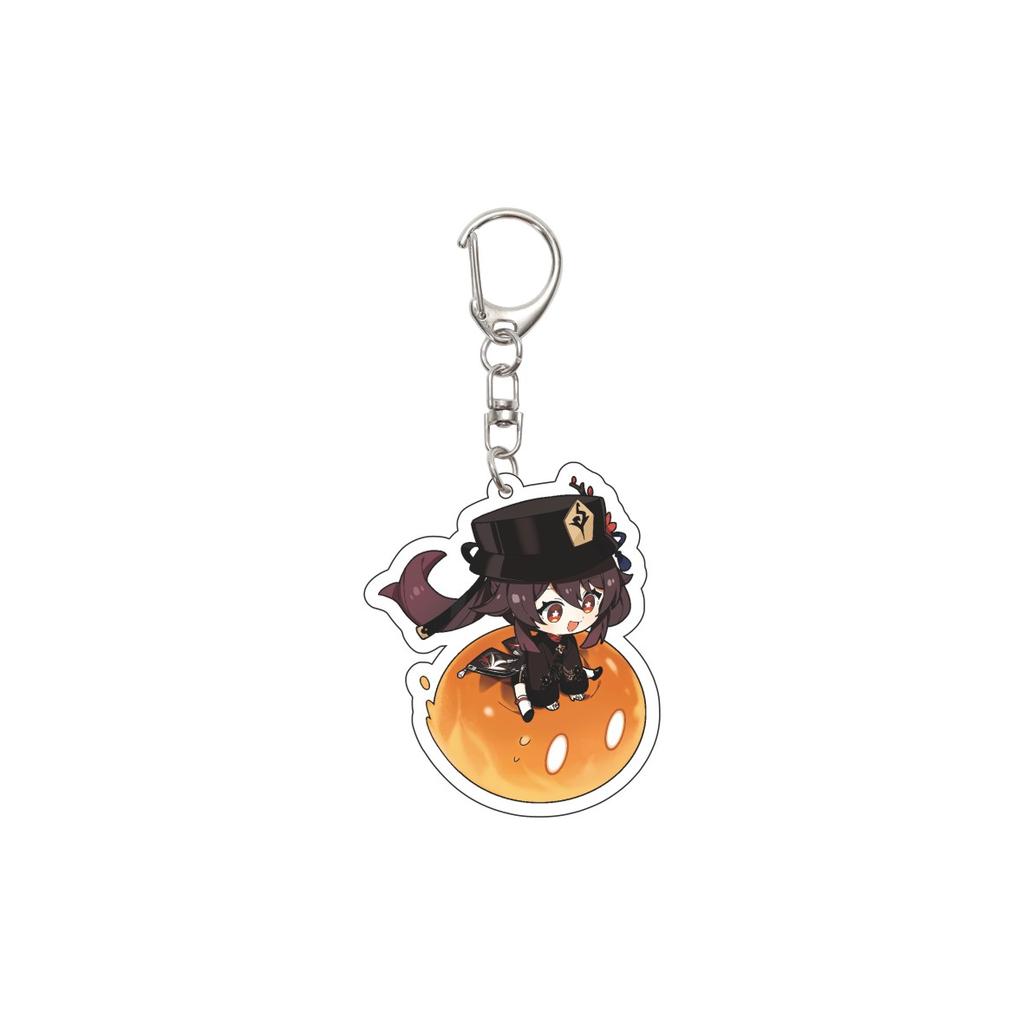 55MM Anime Genshin Impact Keychain Hu Tao Key Chain Acrylic Model Plate Christmas Gifts