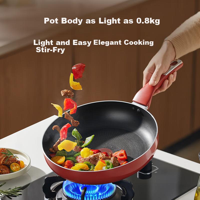 SUPOR Titanium Oil-Repellent Red Dot Non-Stick Frying Pan 24cm Compatible with Induction Cookers JD Self-Operated