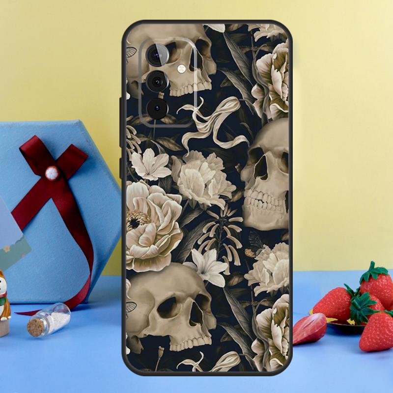 

Gothic Floral Skull Case For Samsung Galaxy A14 A54 A34 A12 A22 A32 A52 S A51 A71 A13 A23 A33 A53 A15 A25 Cover Samsung A54 5G