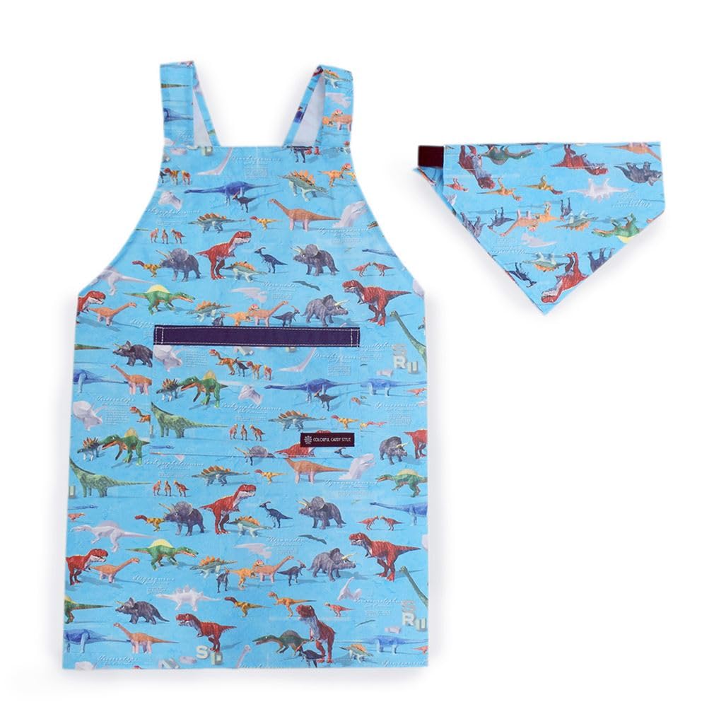 

CANDY back cross apron with sling dinosaur pattern for No resistant Dinosaur World NL101100 [COLORFUL STYLE] Water-repellent children s (100-120cm