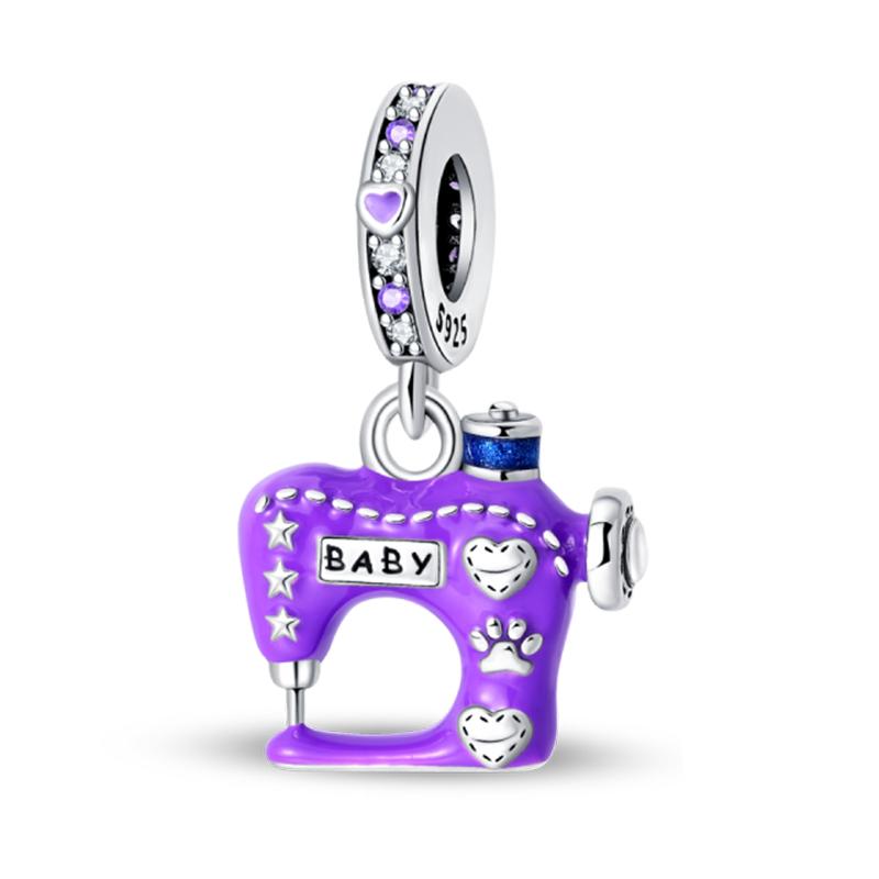 Kreative Familienleben Serie Nähmaschine Weben Wecker Haartrockner Charms Perlen Passend für DIY Armbänder Kupfer Jew