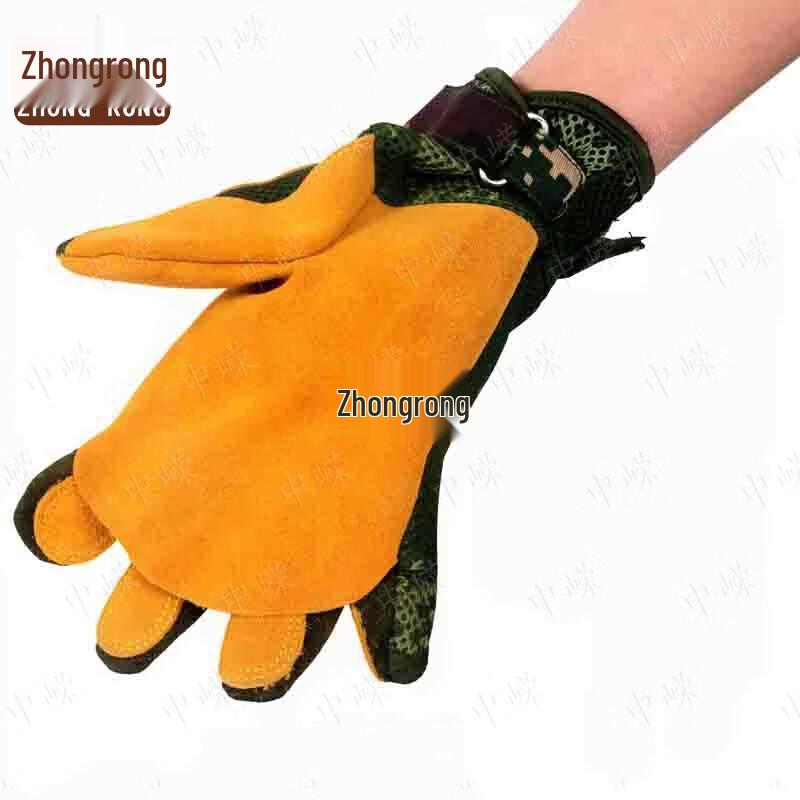 Cowhide Rappelling & Climbing Descent Gloves