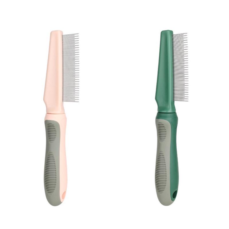 Pet Grooming Comb For Cats And Dogs Plastic And Metal Material Olive Green Haze Blue Sweet Peach Colors 61 Teeth For Long And Short Hair