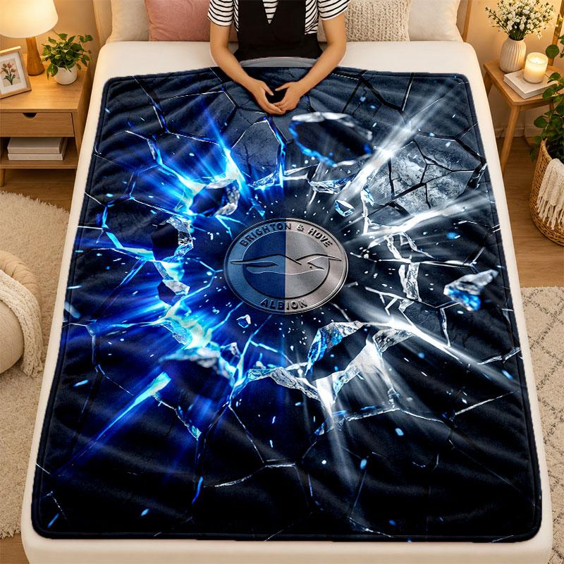 Flannel BlanketBrighton & Hove Albion Football Warm Soft Throw Blanket for Indoor Sofa Bed Living Room Use