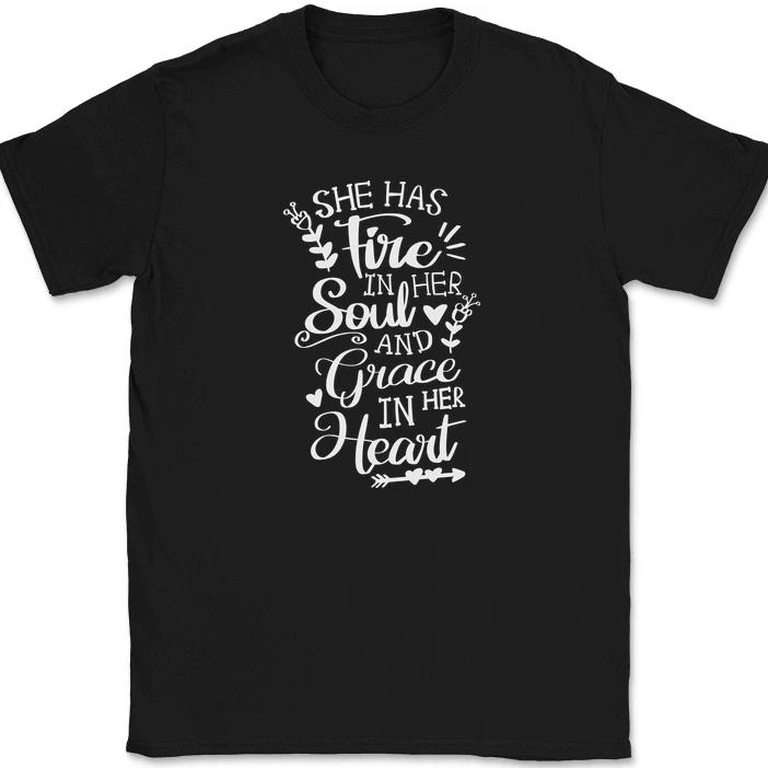 

Fire and Grace T-Shirt Christian Pray Praise Worship Jesus Christ God Tee M