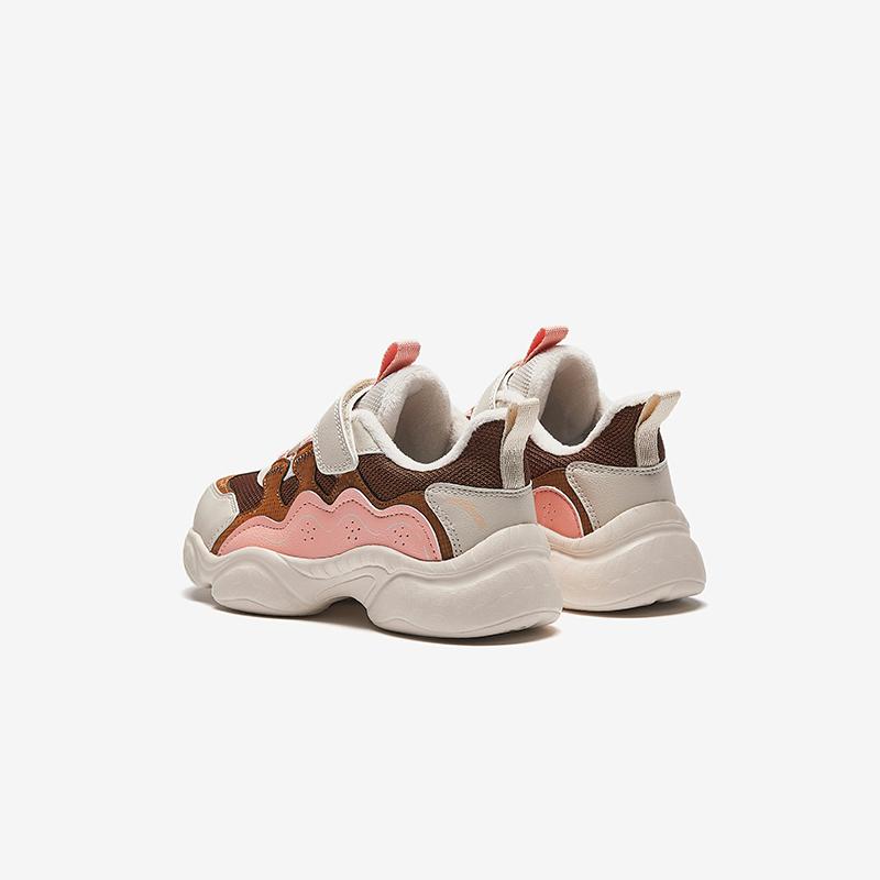Anta Kids Synthetic Leather Outdoor Series Fleece Lightweight Shock Absorbing Warm Low Top Casual Shoes Kids Sneaker Brown Red A22449938-2