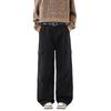 Men's  Autumn Winter New Cargo Pants Relaxed Straight Multi Pocket Washed Casual American Style Trousers