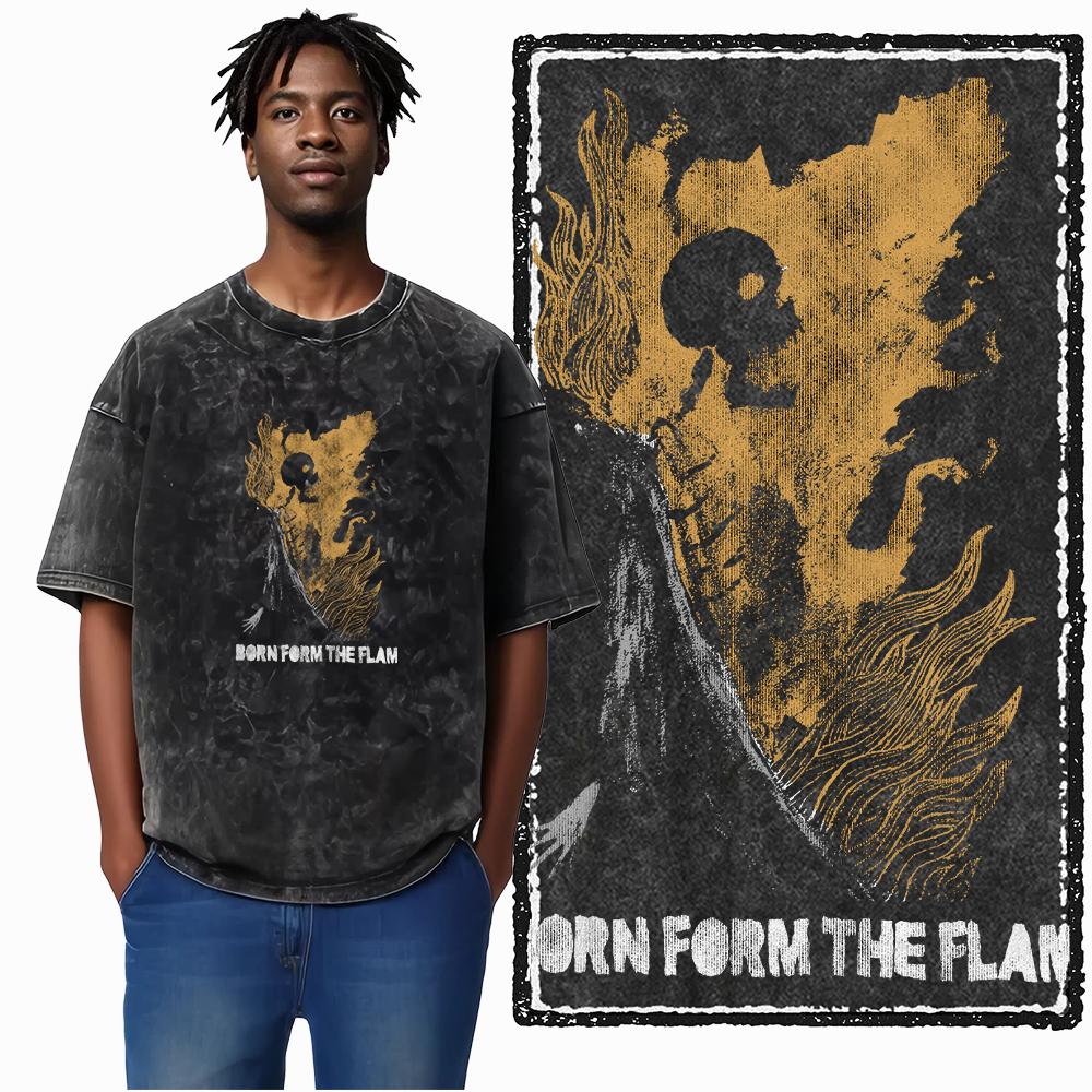 U5 100% Cotton Acid Washed Cool Streetwear Print Unisex T shirt Big size Cool Vintage men tshirt Cool tee shirt for men