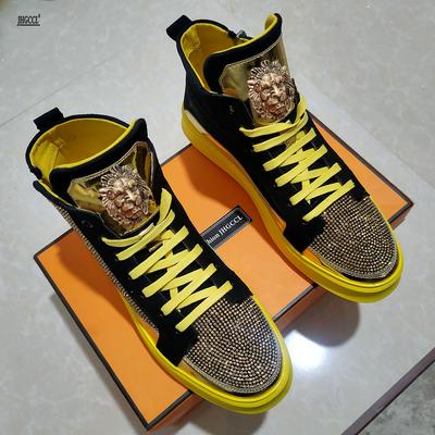 Botas de tornozelo de luxo da moda Tênis casuais esportivos da moda Tênis de cano alto para skate Tênis casuais com strass para jovens A4