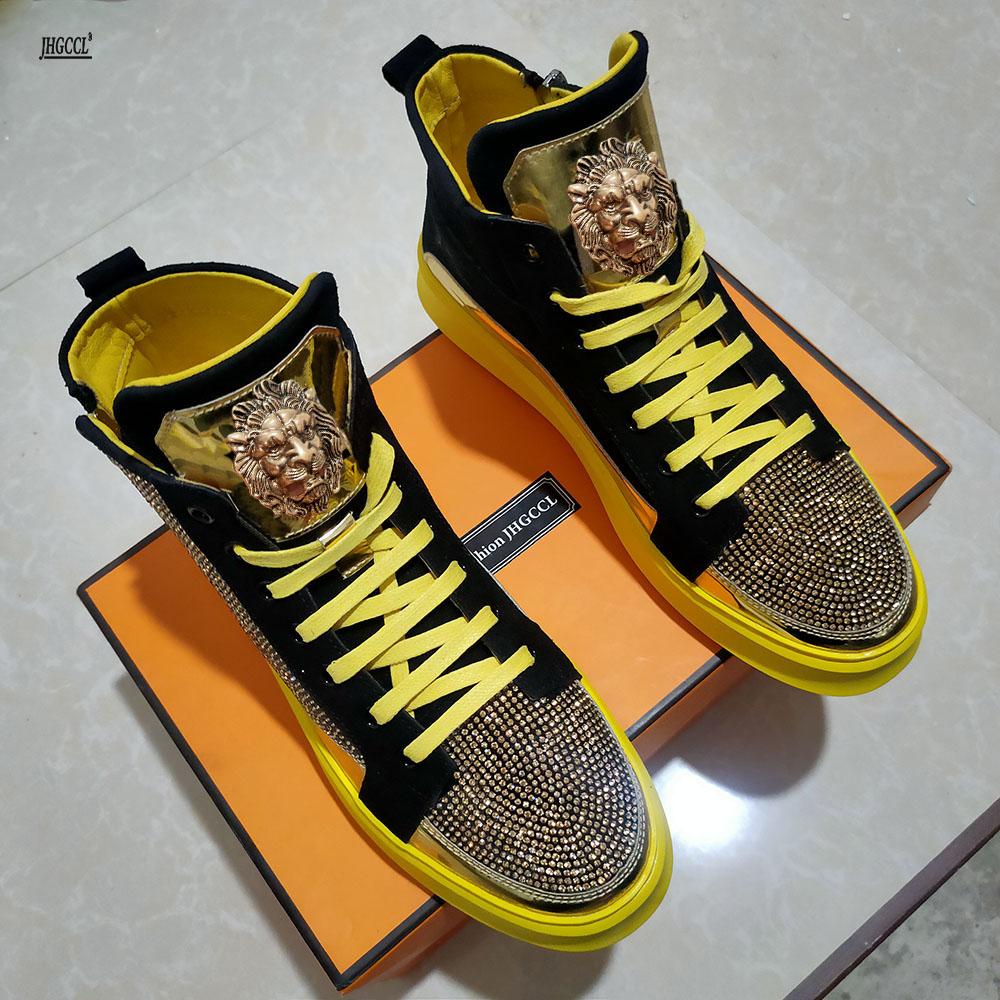 Móda Luxusní pánské kotníkové boty Trend sportovní ležérní boty Vysoké deskové boty Mládežnické kamínkové ležérní boty A4