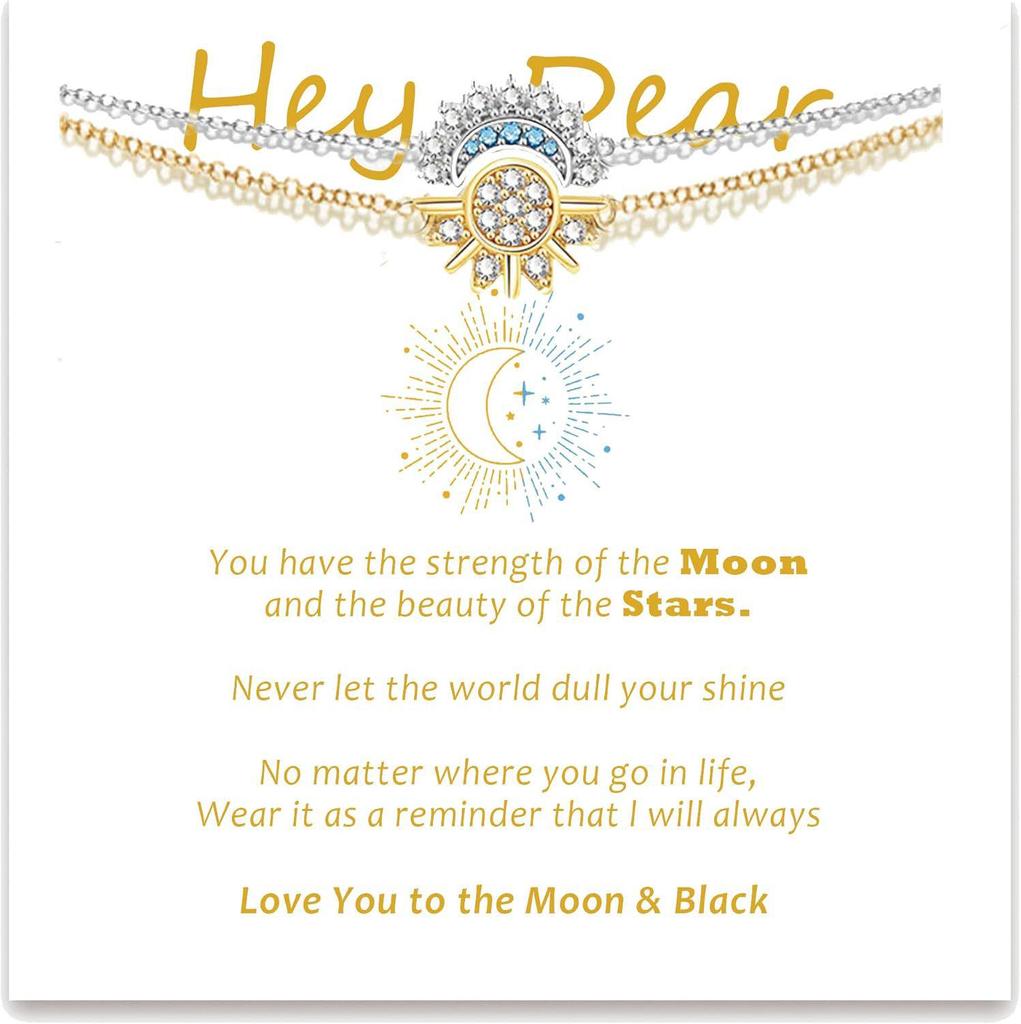 Moon Sun Zircon Couple Bracelet Set - European & American Layered Jewelry Collection