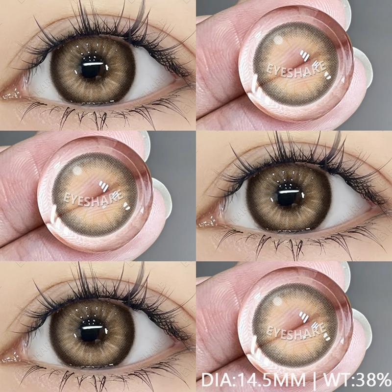 AMARA Neue farbige Kontaktlinsen für die Augen, 1 Paar, natürliche graue Linsen, braun gefärbte Pupillen, jährliche modische Beauty-Kontaktlinsen