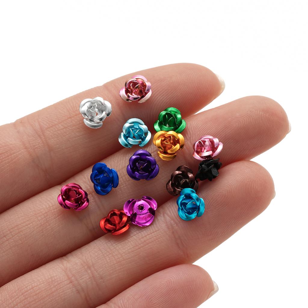30/50pcs 7/9/11 mm Aluminum Flower Spacer Beads Colorful Loose Bead for Bracelet Earrings Jewelry Making Accessories