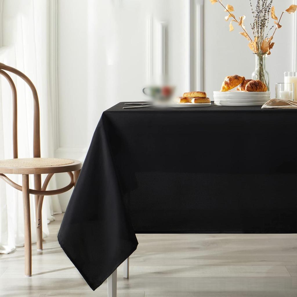 1pc Solid Rectangle Table Cloth, Washable Polyester Fabric Table Cover for Wedding, Birthday Party, Banquet Reception