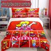 3pcs Duvet Cover Set (1*Duvet Cover + 2*Pillowcase, Without Core), Custom Name Princess Peach Toadstool Pattern Bedding Set, Home Bedroom Decor Gift