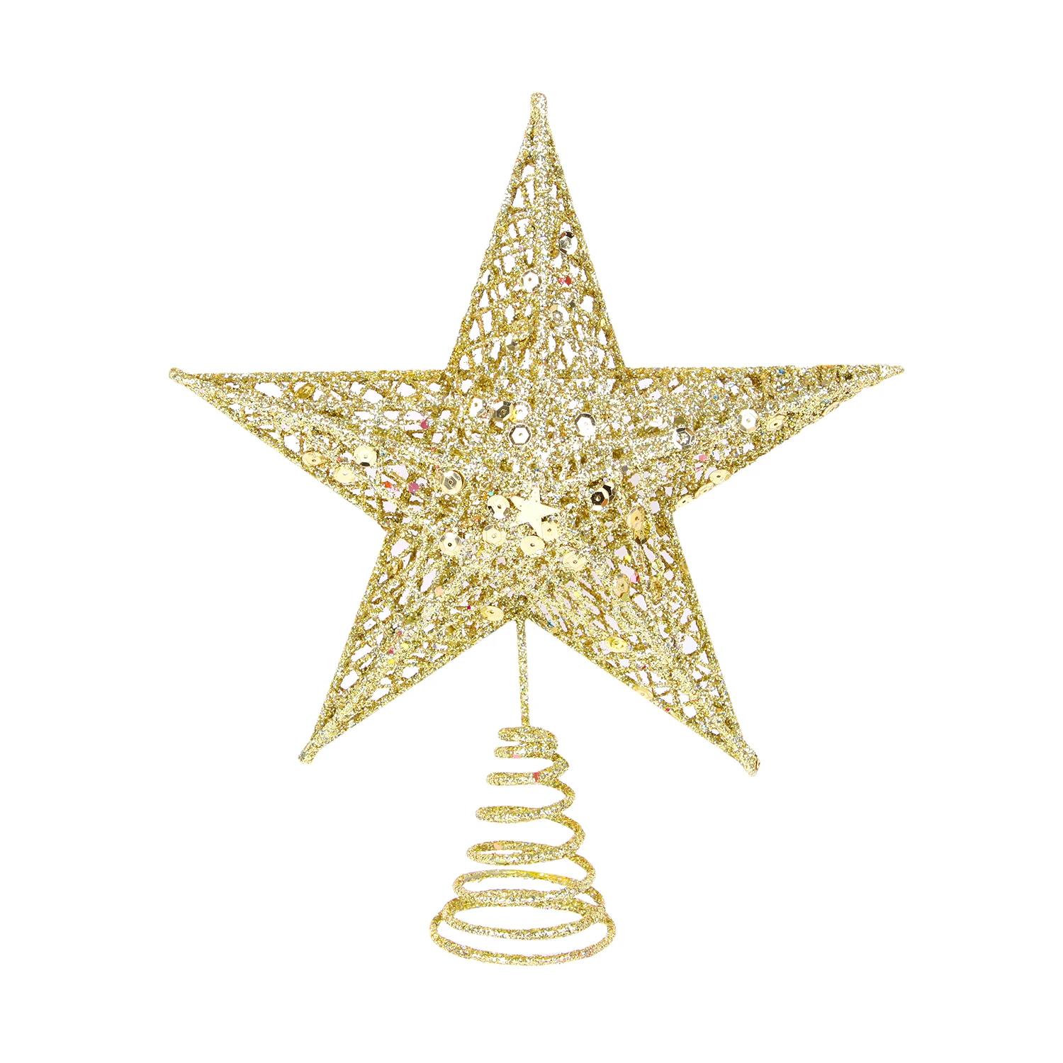 

Christmas Five-pointed Star Decoration Sparkling Xmas Decoration Gold Red Glitter 5 Point Star Christmas Tree Topper Ornaments 25CM золотий